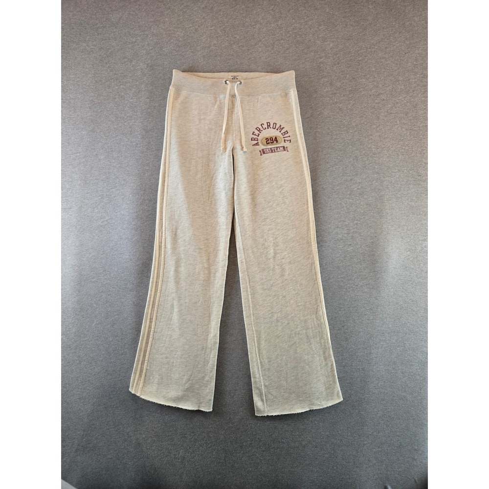 Abercrombie & Fitch Sweatpants Womens L Gray Wide Leg Y2K Ski Team Winter League